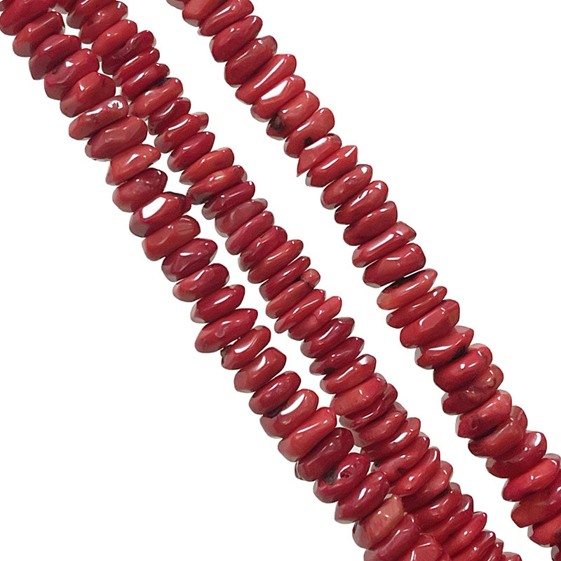 Fil Bambou de mer teinté rouge - rondelles chutes - 3 pièces
