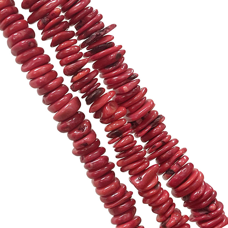 Fil Bambou de mer teinté rouge - rondelles - 3 pièces