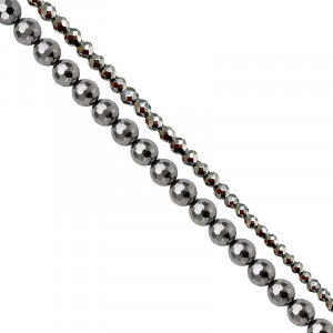 Fil Hématite Galvanisée Argentée 40 cm – Perles Facettées 3 ou 6 mm