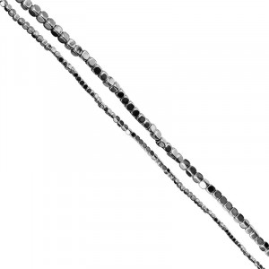 Fil Hématite Galvanisée Argentée 40 cm – Perles Carrées Arrondies