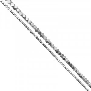 Fil Hématite Galvanisée Argentée 40 cm – Perles Carrées Tronquées