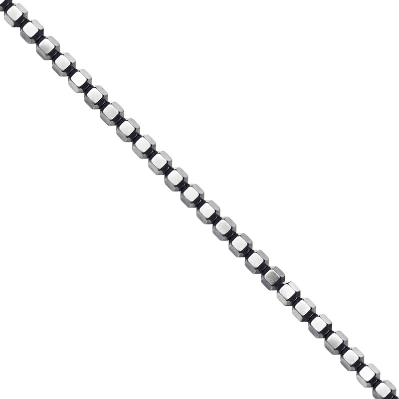 Fil  Hématite Galvanisée Perle Octogone – 40 cm – Argentée ou Dorée