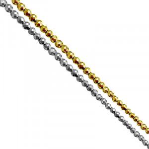 Fil Hématite Facettée 3 mm – 40 cm – Dorée ou Argentée