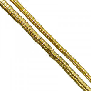 Fil Hématite Galvanisée Dorée 40 cm – Perles Rondelles Plates 4 ou 6 mm