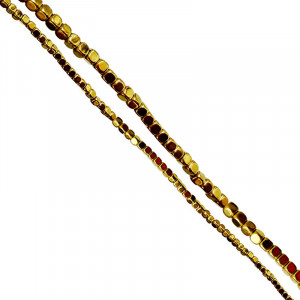 Fil Hématite Galvanisée Dorée 40 cm – Perles Carrées Arrondies