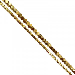 Fil Hématite Galvanisée Dorée 40 cm – Perles Carrées Tronquées