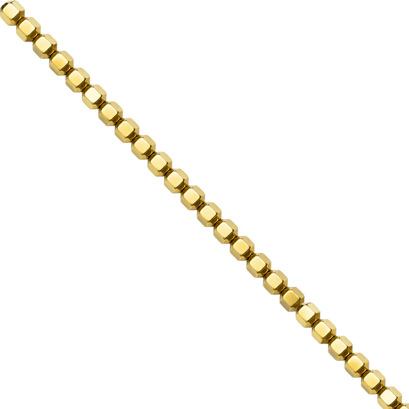 Fil  Hématite Galvanisée Perle Octogone – 40 cm – Argentée ou Dorée