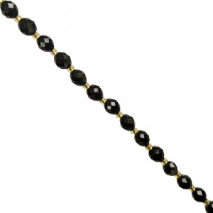Fil Olive Facettée Onyx Noir - 7,7 x 6,5 mm - 39 - La pièce