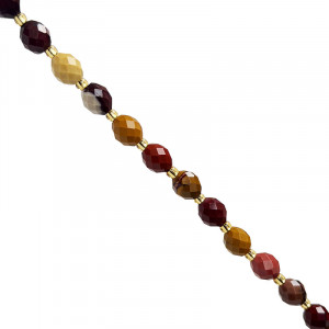 Fil Olive Facettée Mokaïte 8,5 x 7 mm - 39 cm - La pièce