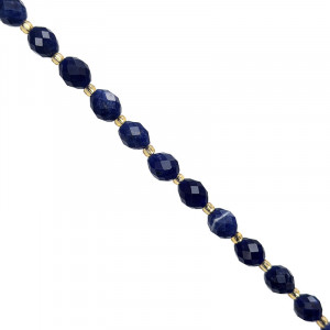 Fil Olive Facettée Sodalite Extra - 8 x 6,6 mm - 39 cm - La pièce
