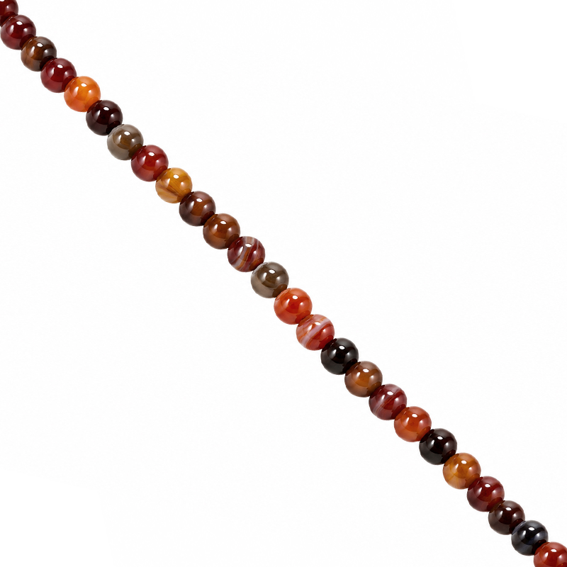 Fil de Perles Agate Rubanée 4 mm – 41 cm