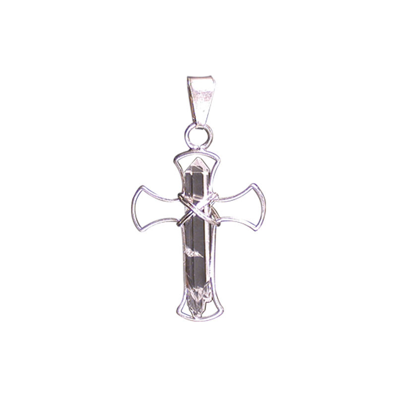 Pendentif croix avec cristal de roche les 3