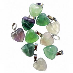 Pendentif coeur fluorine - 10 pièces