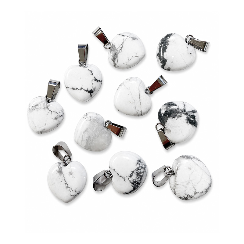Pendentif Coeur howlite 10 pièces