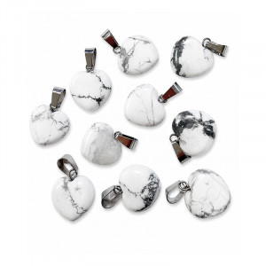 Pendentif Coeur howlite 10 pièces