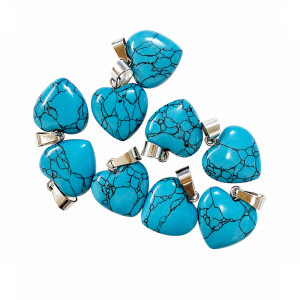 Pendentif coeur howlite teintée couleur turquoise 10 pièces