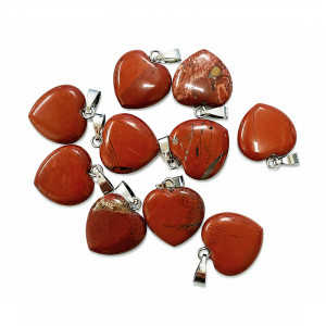 Pendentif coeur Jaspe Rouge 10 pièces