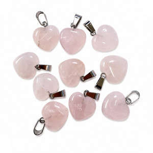 Pendentif coeur Quartz Rose 10 pièces