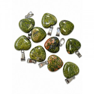 Pendentif coeur Unakite 10 pièces