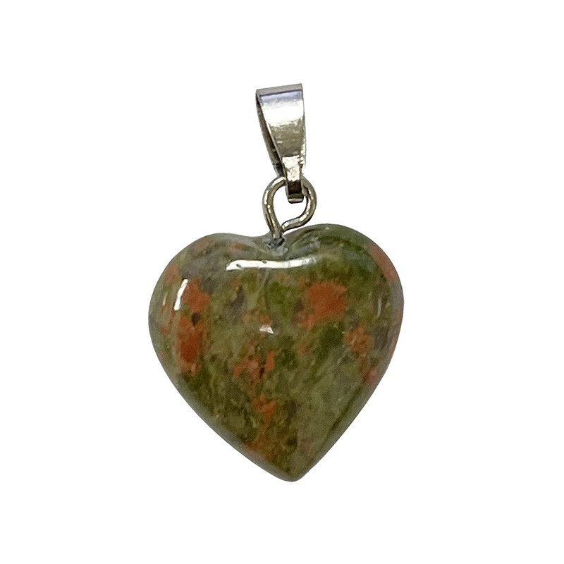 Pendentif coeur Unakite 10 pièces