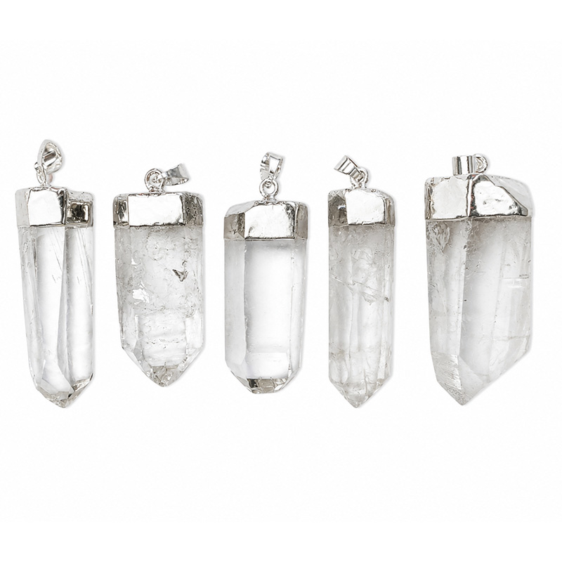 Pendentif Pointe Cristal de Roche - 5 pièces