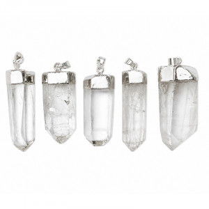 Pendentif Pointe Cristal de Roche - 5 pièces