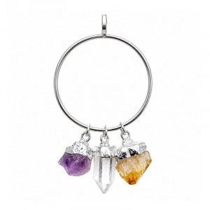 Pendentif anneau avec 3 cristaux bruts - La pièce