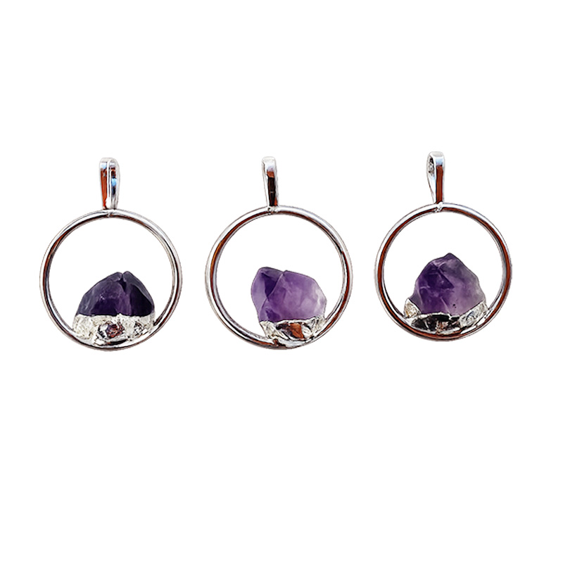Pendentif anneau avec cristal fixe - Lot de 3 pièces