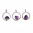 Pendentif anneau avec cristal fixe - Lot de 3 pièces