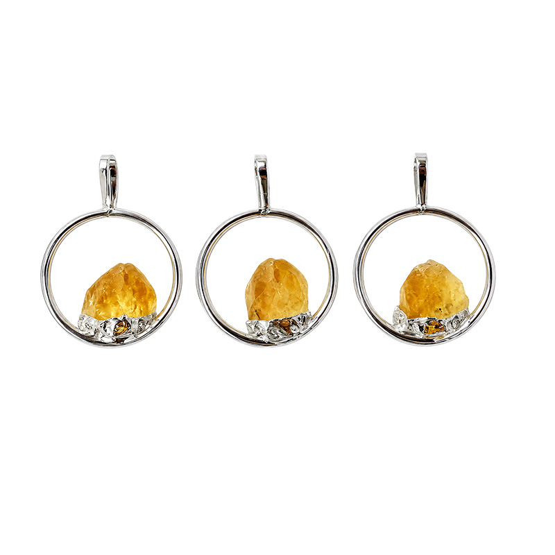 Pendentif anneau avec cristal fixe - Lot de 3 pièces