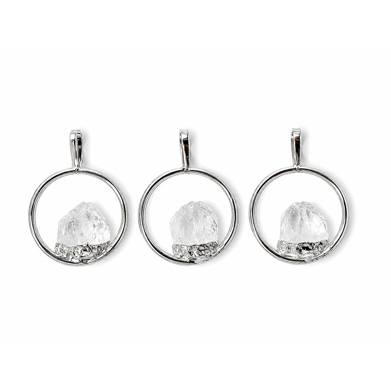 Pendentif anneau avec cristal fixe - Lot de 3 pièces