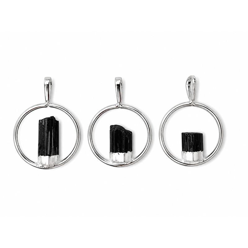 Pendentif anneau avec cristal fixe - Lot de 3 pièces