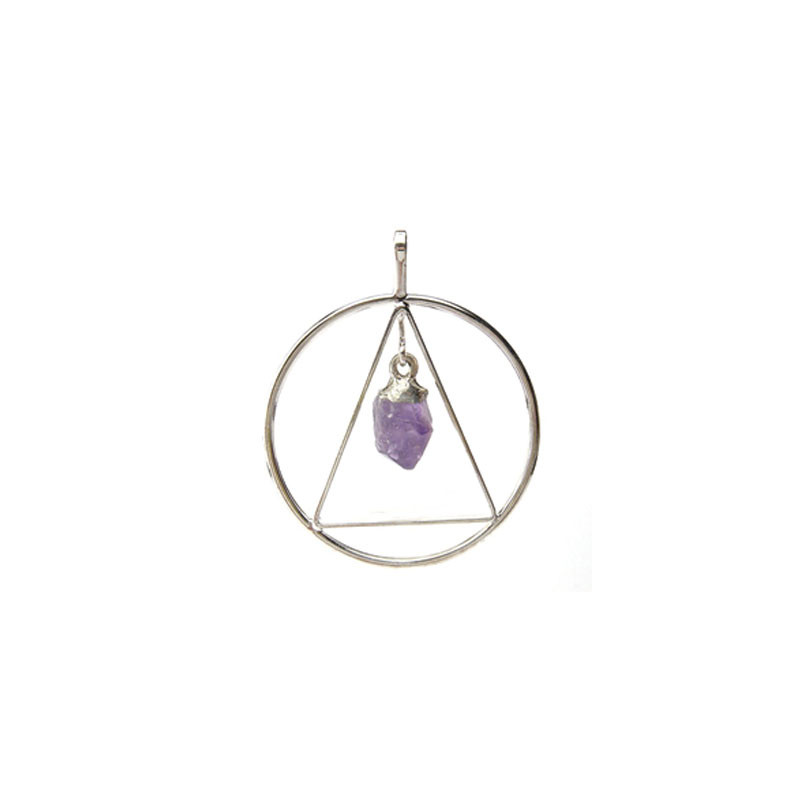 Pendentif anneau et triangle cristal pendant