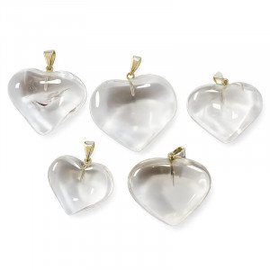 Pendentif Cœur Cristal de Roche 5 pièces