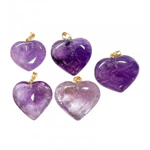 Pendentif Coeur Améthyste 5 pièces
