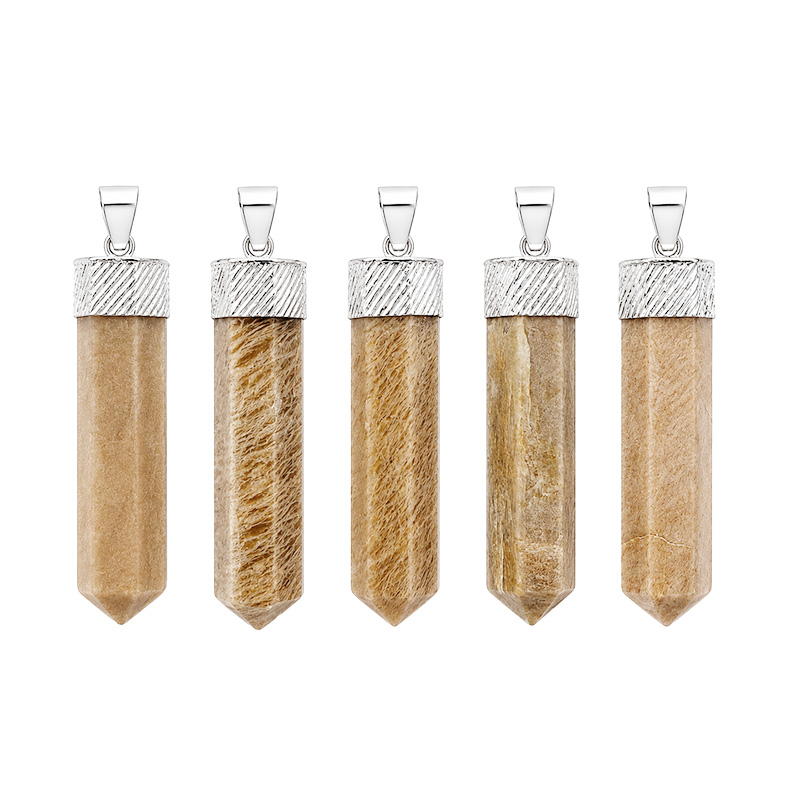 Pendentif pointe polie en pierre naturelle – Lot de 5 pièces