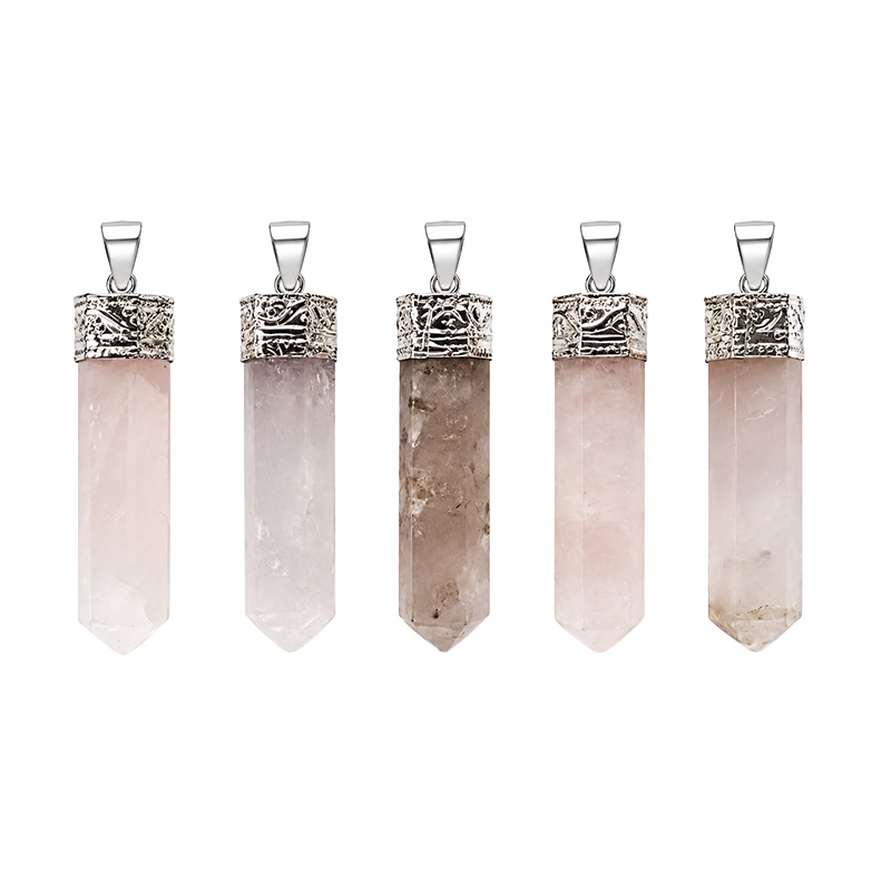 Pendentif pointe polie en pierre naturelle – Lot de 5 pièces