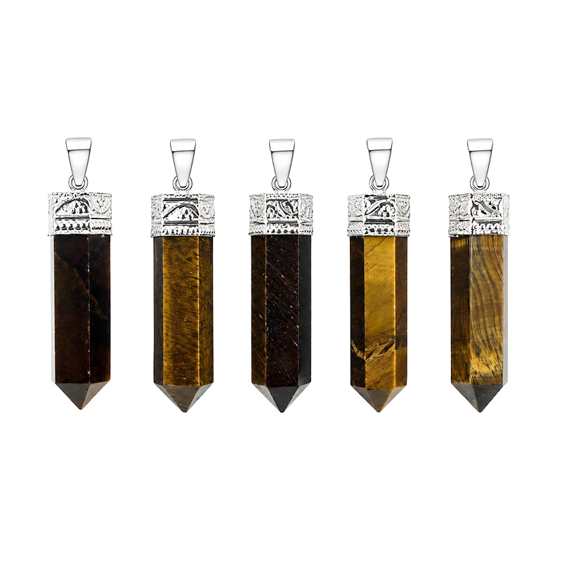 Pendentif pointe polie en pierre naturelle – Lot de 5 pièces