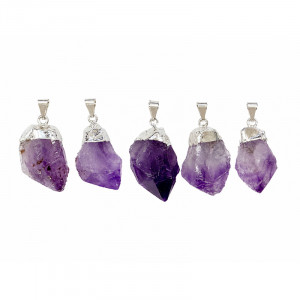Pendentifs Cristal d'Améthyste – Lot de 5 pièces