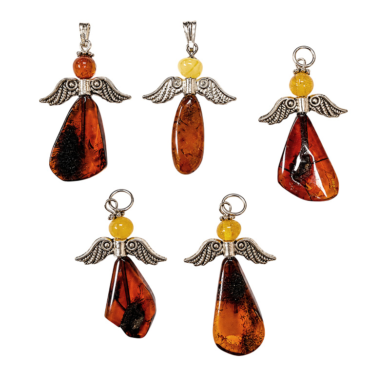 Pendentifs Ange en Ambre de la baltique lot de 5 pièces