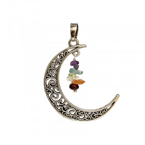 Pendentif 7 chakras lune