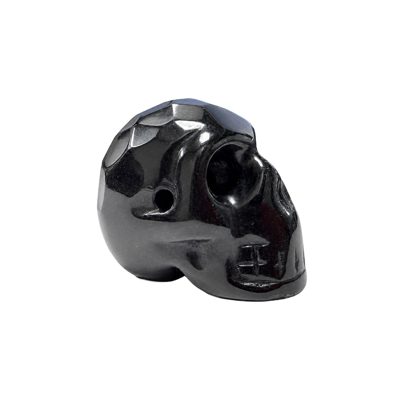 Pendentif Crâne Facetté Obsidienne Noire - La pièce