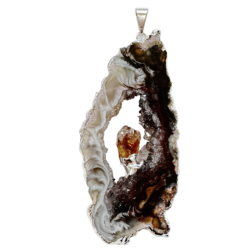 Pendentif Tranche Géodinos Citrine la pièce