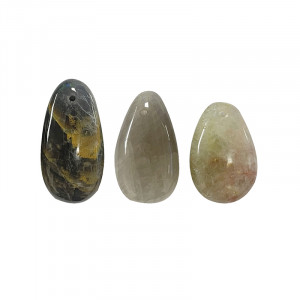 Pendentif goutte percée - Pierre de Lune marron - 3 pièces