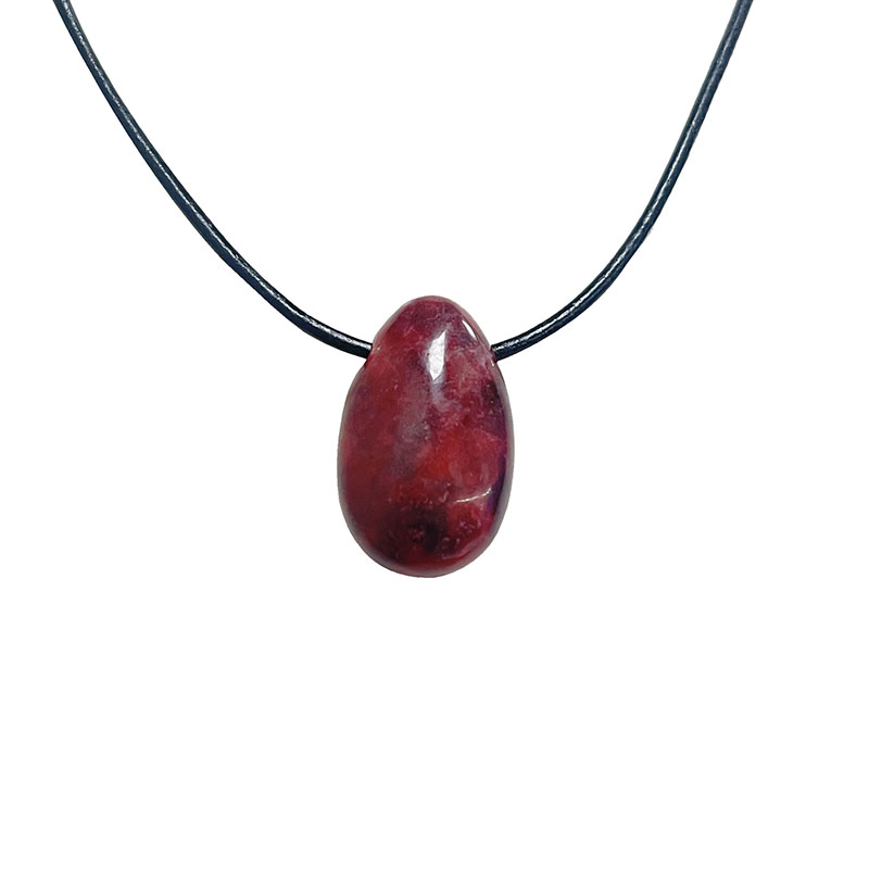 Pendentif goutte percée - Thulite - La pièce