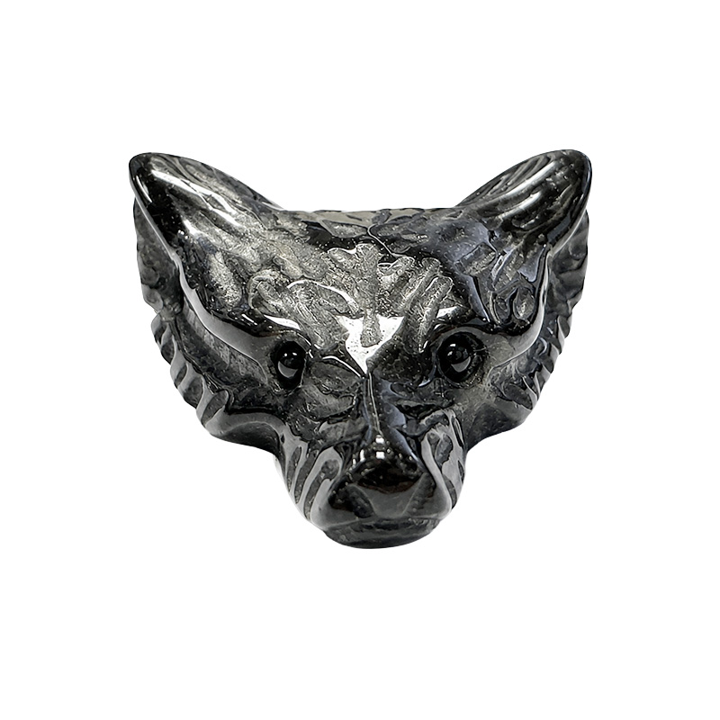 Pendentif Tête de Loup en pierre naturelle - Perçage transversal - La pièce