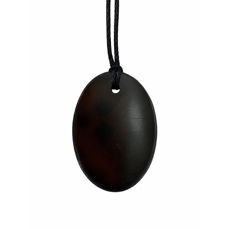 Pendentif oval en shungite sur cordon