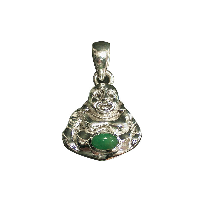 Pendentif  bouddha argent 0.925, avec émeraude