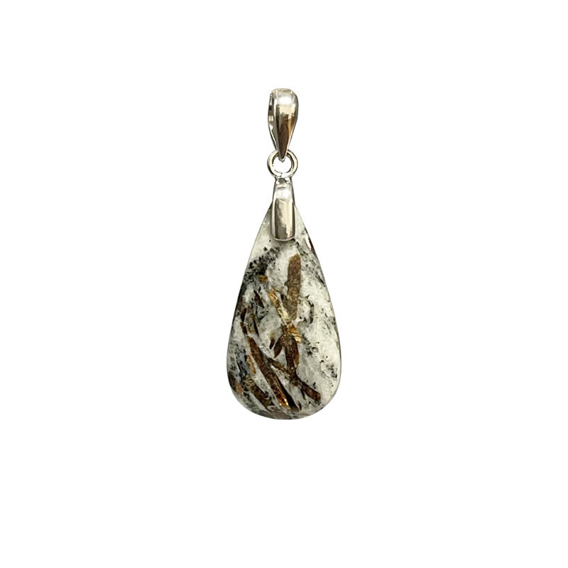 Pendentif Astrophyllite goutte - argent 925 rhodié