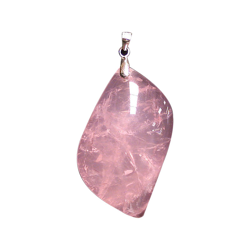 Pendentif quartz rose argent 0.925